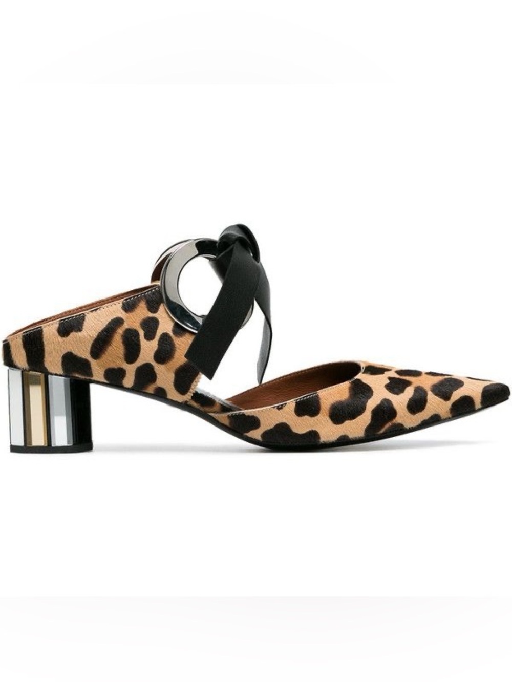 Proenza Schouler Grommet Block Heel Ponyhair Animal Print Mule
